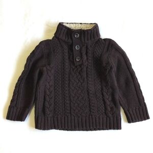 babyGap brown wool blend cable knit popover sweater 3T toddler boys